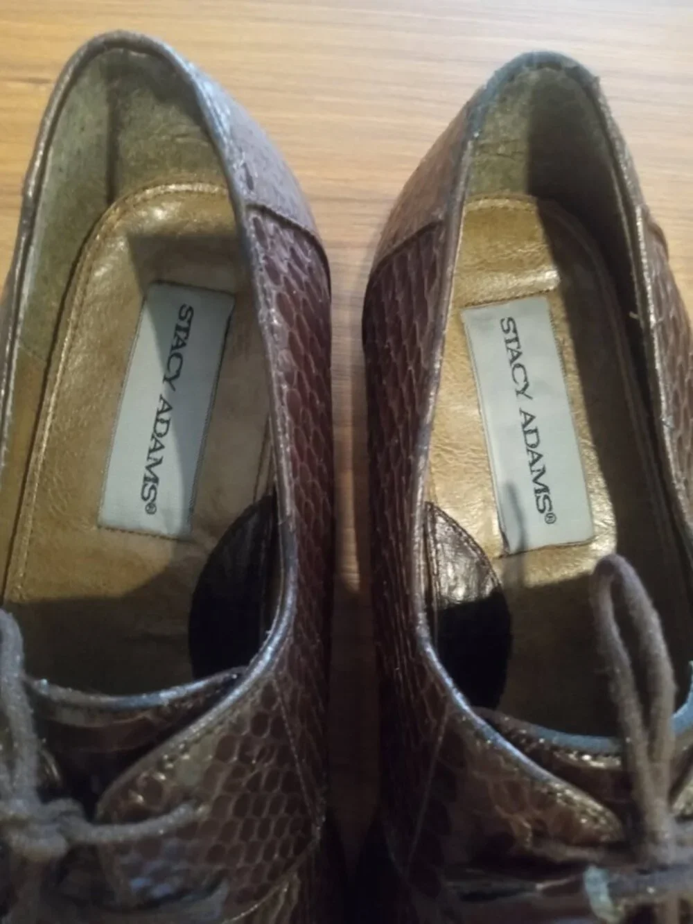 Stacey Adams Leather Real Snake Skin shoes with tassels on the shoe laces 9.5 M